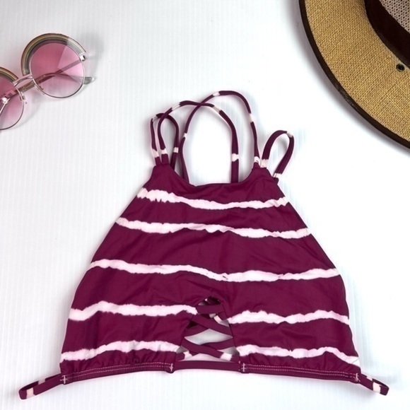 Frankie’s Bikinis womens size small maroon tie dye halter style bikini top - Picture 5 of 7